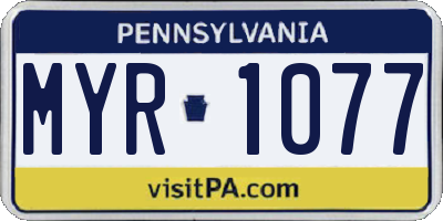 PA license plate MYR1077