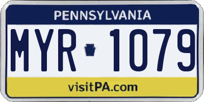 PA license plate MYR1079