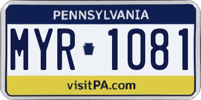 PA license plate MYR1081