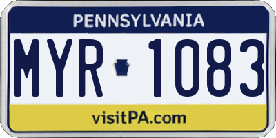PA license plate MYR1083