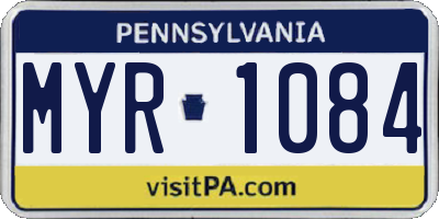 PA license plate MYR1084