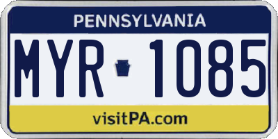 PA license plate MYR1085