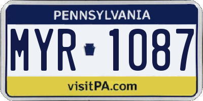 PA license plate MYR1087