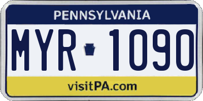 PA license plate MYR1090