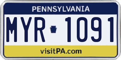PA license plate MYR1091