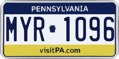 PA license plate MYR1096