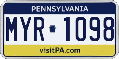 PA license plate MYR1098