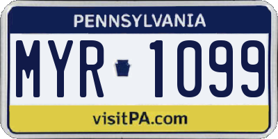 PA license plate MYR1099