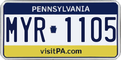 PA license plate MYR1105