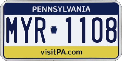 PA license plate MYR1108