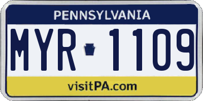 PA license plate MYR1109