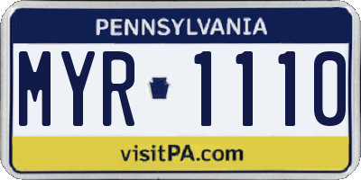 PA license plate MYR1110