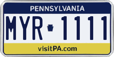 PA license plate MYR1111