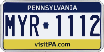 PA license plate MYR1112