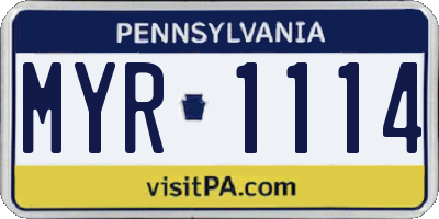 PA license plate MYR1114