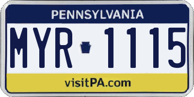 PA license plate MYR1115