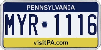 PA license plate MYR1116