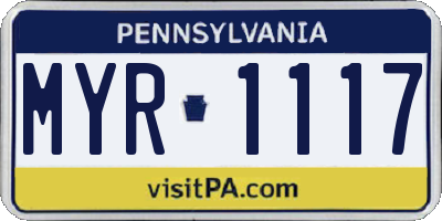 PA license plate MYR1117