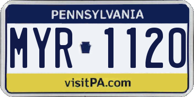 PA license plate MYR1120