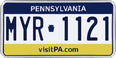 PA license plate MYR1121