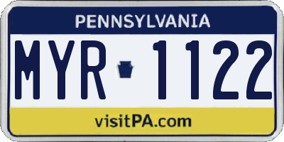 PA license plate MYR1122