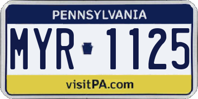 PA license plate MYR1125