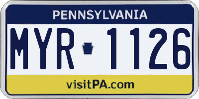 PA license plate MYR1126