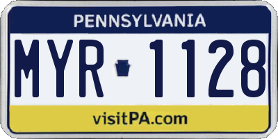 PA license plate MYR1128