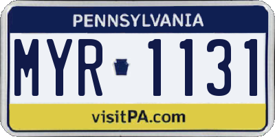 PA license plate MYR1131