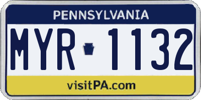 PA license plate MYR1132
