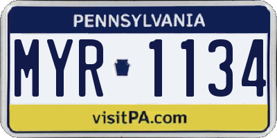PA license plate MYR1134
