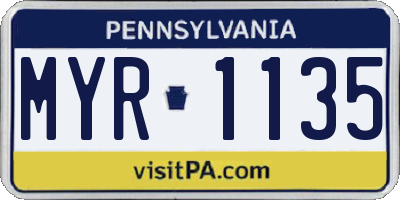 PA license plate MYR1135