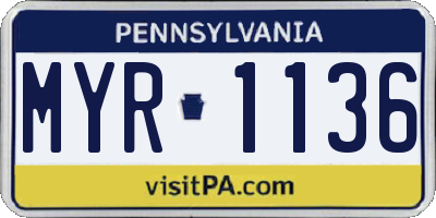 PA license plate MYR1136