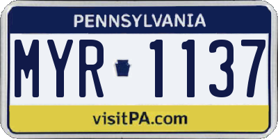 PA license plate MYR1137
