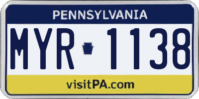 PA license plate MYR1138