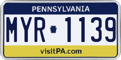 PA license plate MYR1139