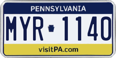 PA license plate MYR1140