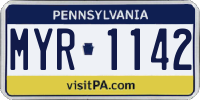 PA license plate MYR1142