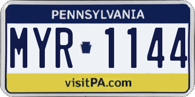 PA license plate MYR1144