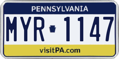 PA license plate MYR1147