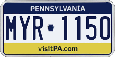 PA license plate MYR1150