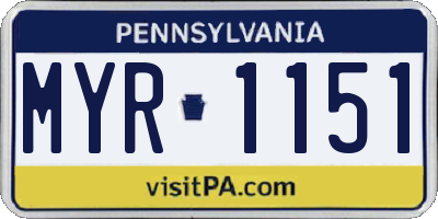 PA license plate MYR1151