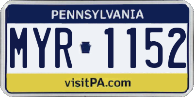 PA license plate MYR1152