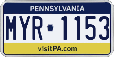 PA license plate MYR1153