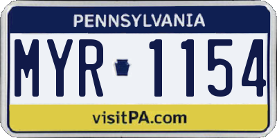 PA license plate MYR1154