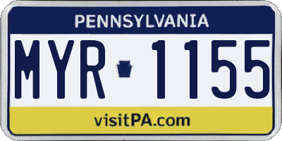 PA license plate MYR1155