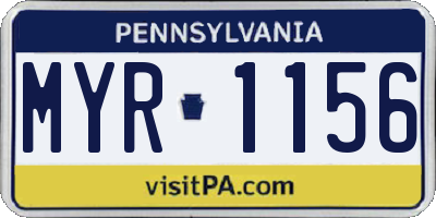 PA license plate MYR1156