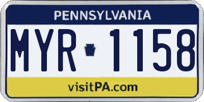 PA license plate MYR1158