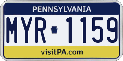 PA license plate MYR1159