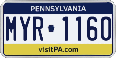 PA license plate MYR1160